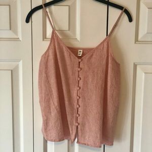 BP pink linen blend button front cami